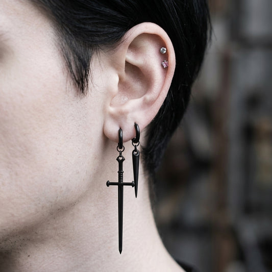Gothic Sword and Spike Earrings