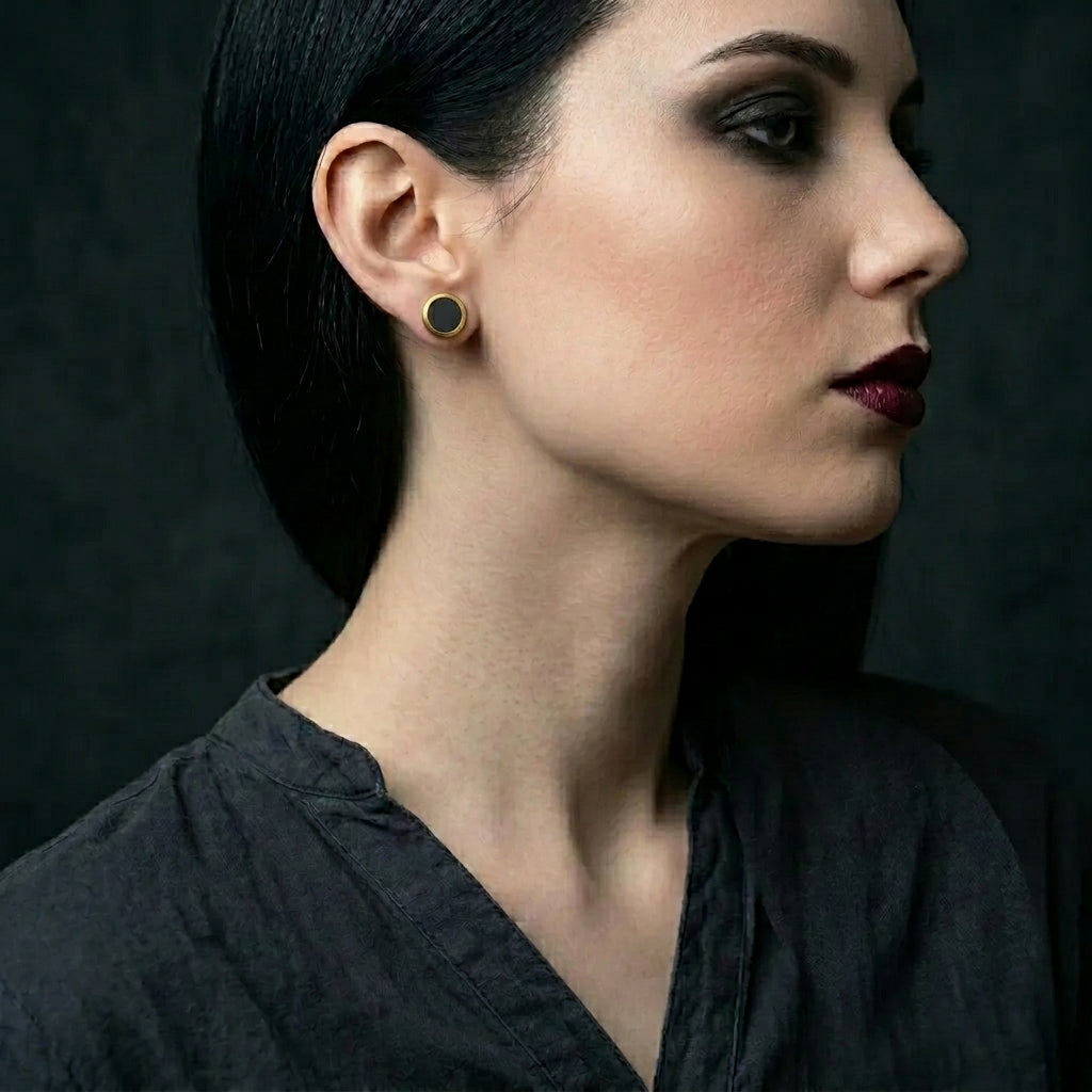 Punk Round Stainless Steel Earrings Minimalist Stylish
