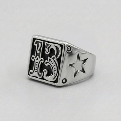 Lucky 13 Ornate Signet Ring