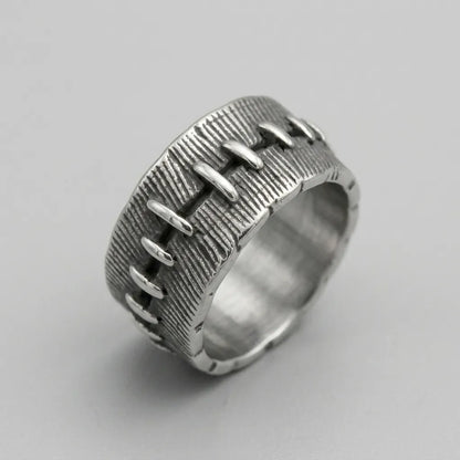 Stitched Wound Texture Wide Band Ring