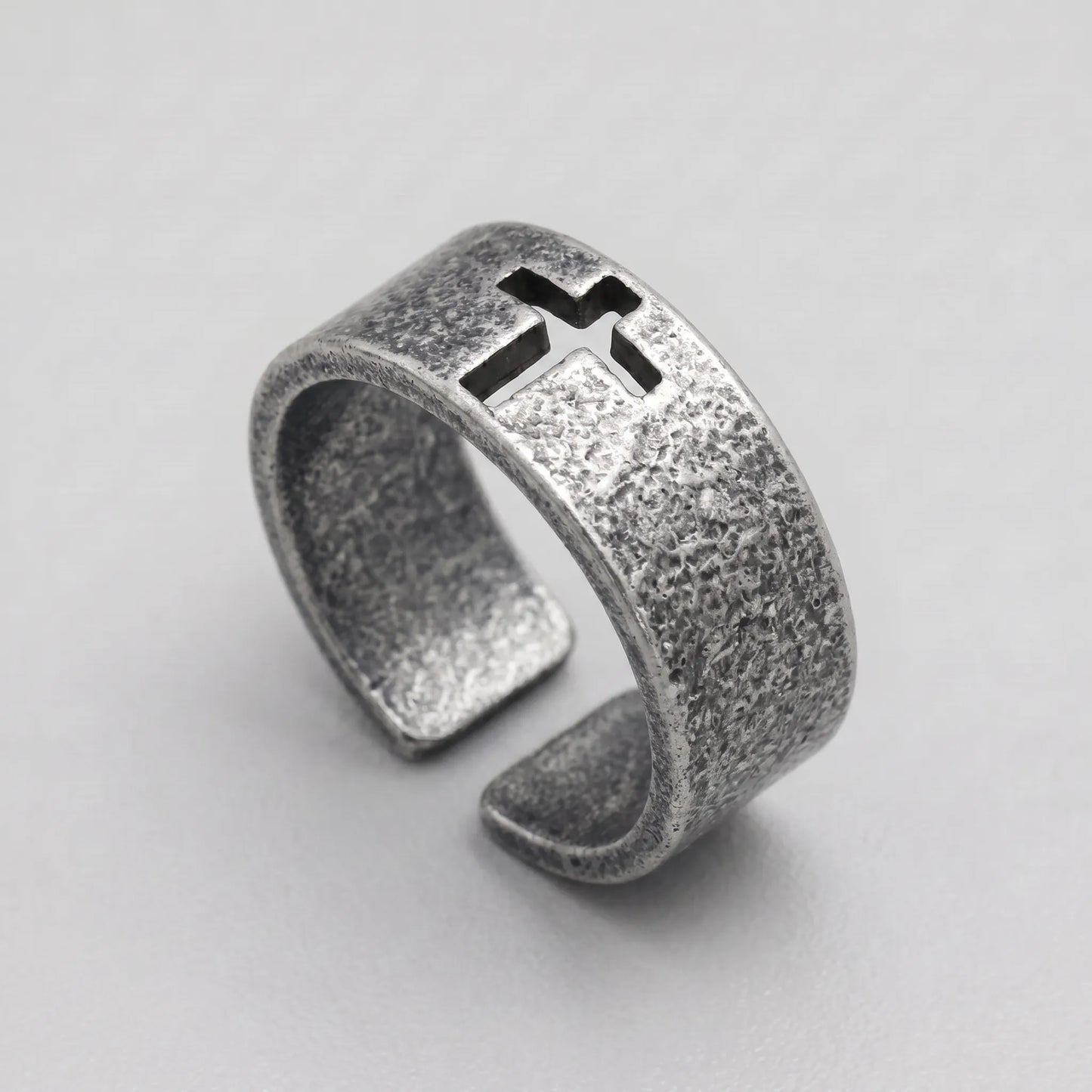 Shadow Cross Cutout Open Band Ring
