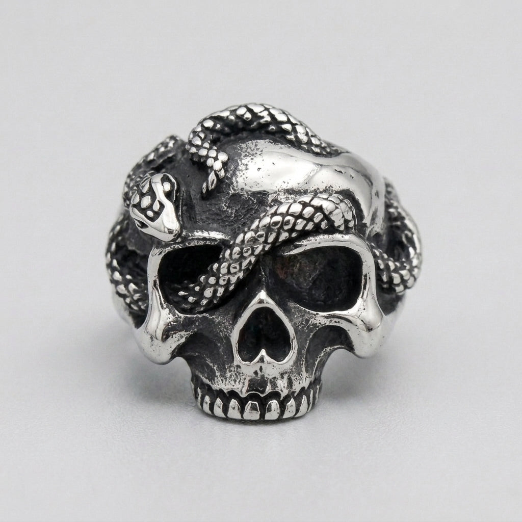 Skull of the Serpent God Ring