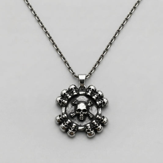 Skull and Crossbones Medallion Necklace