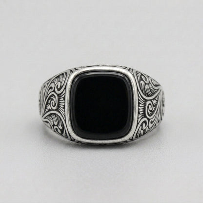 Midnight Sovereign Black Onyx Signet Ring