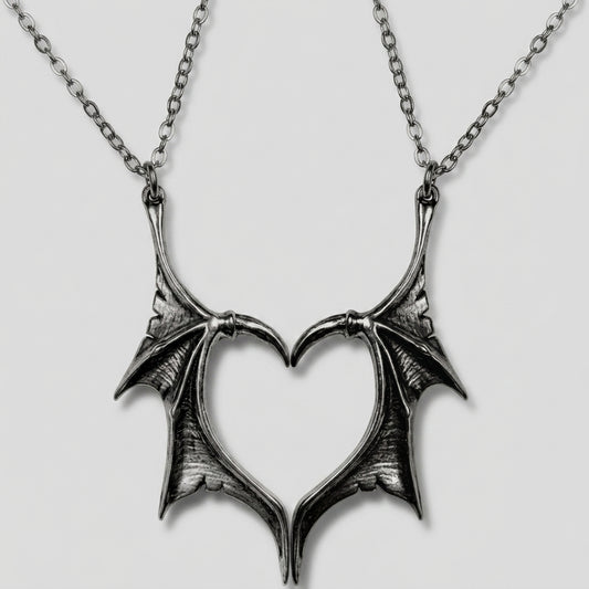 Bat Wing Heart Necklace