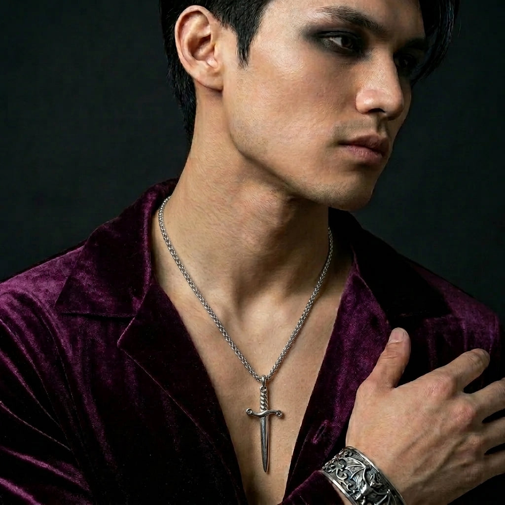 Y2K Heart & Sword Necklace Set