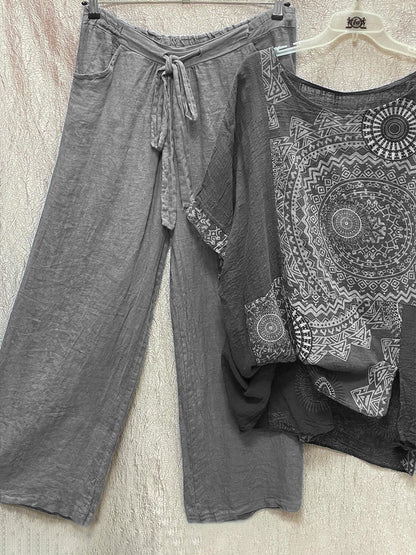 KS | Two-piece set with loose bohemian print