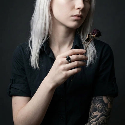 Black Gemstone Cosplay Ring Set
