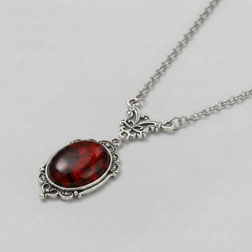 Blood Red Quartz Charm Necklace
