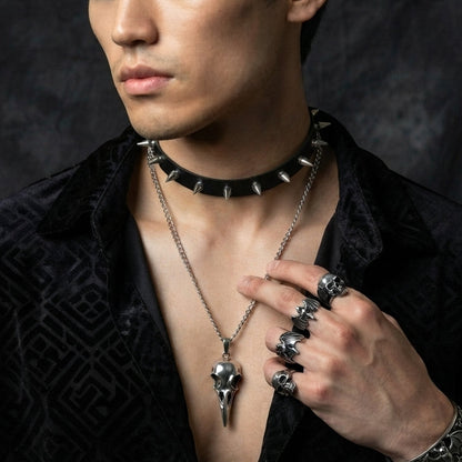 Raven Skull Pendant Necklace