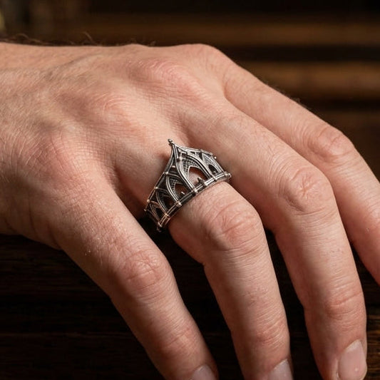 Gothic Cathedral Crown Ring Sterling