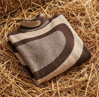 Cotton Sweater with Abstract Swirl