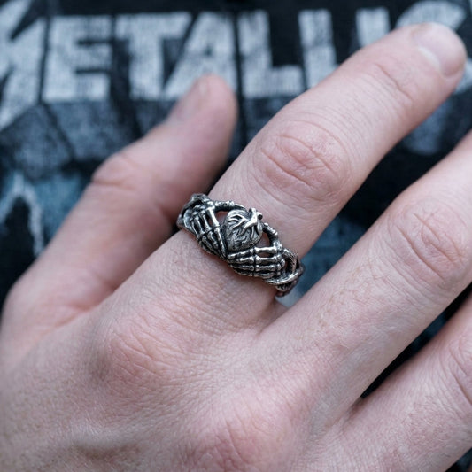 Gothic Skeleton Heart Ring