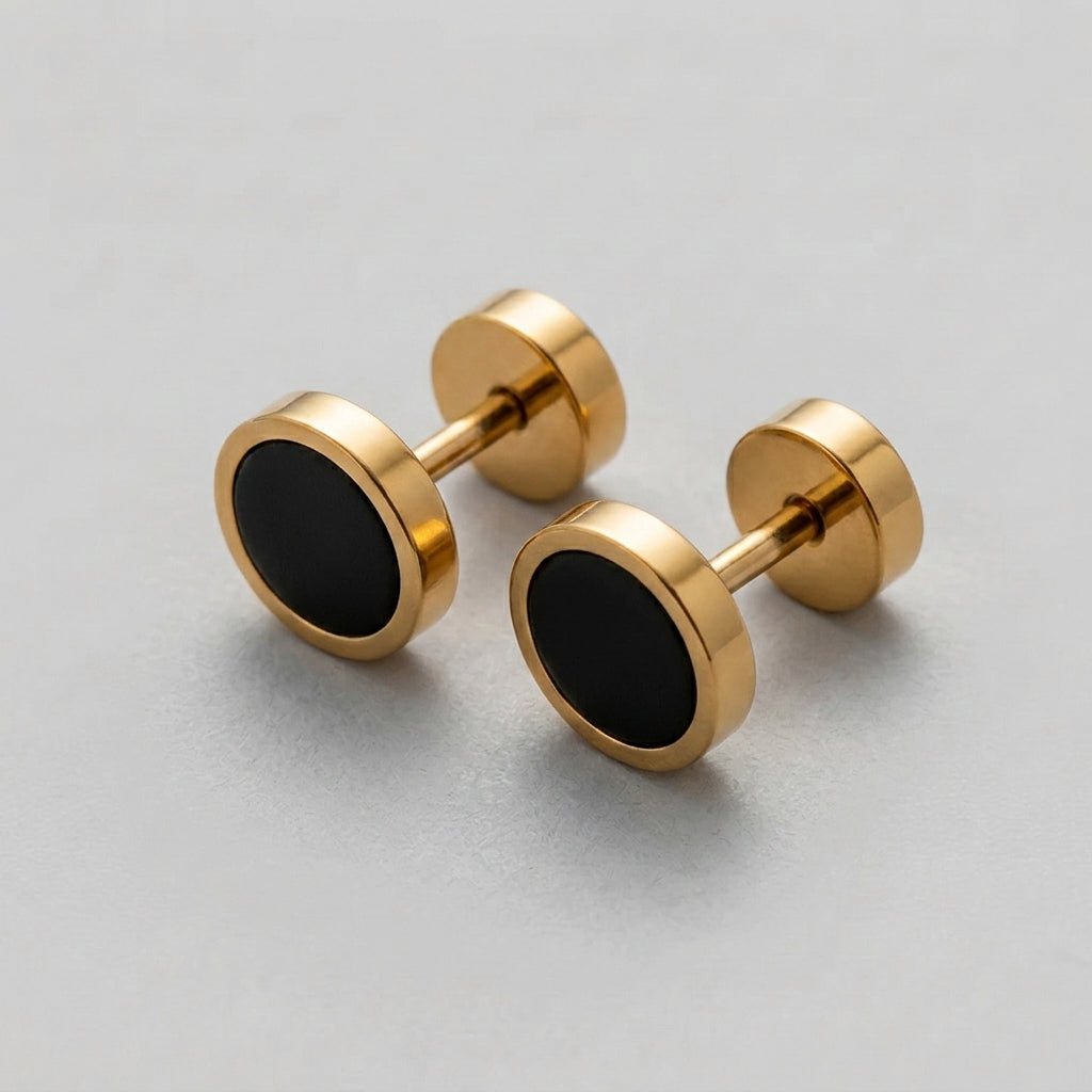 Punk Round Stainless Steel Earrings Minimalist Stylish