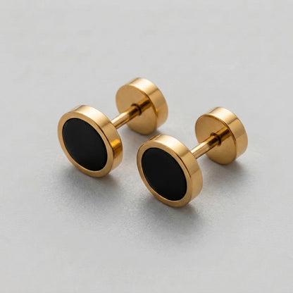 Punk Round Stainless Steel Earrings Minimalist Stylish