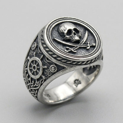 Skull & Cutlass Pirate Signet Ring