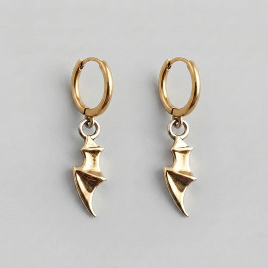Bat Wing Gold Hoop Earrings