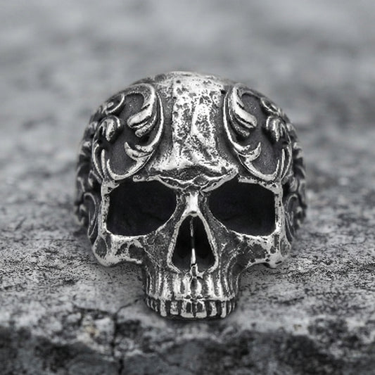 Skull Ring: "Baroque Skull Biker Ring"