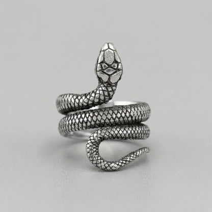 Antique Silver Wrap Snake Adjustable Statement Ring
