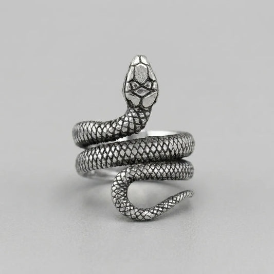 Antique Silver Wrap Snake Adjustable Statement Ring