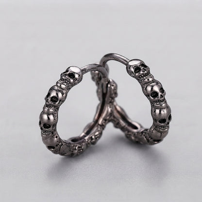 Silver Skull Hoop Earrings