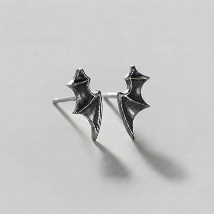 Silver Bat Wing Stud Earrings