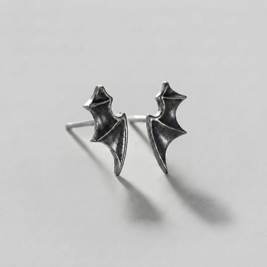 Silver Bat Wing Stud Earrings
