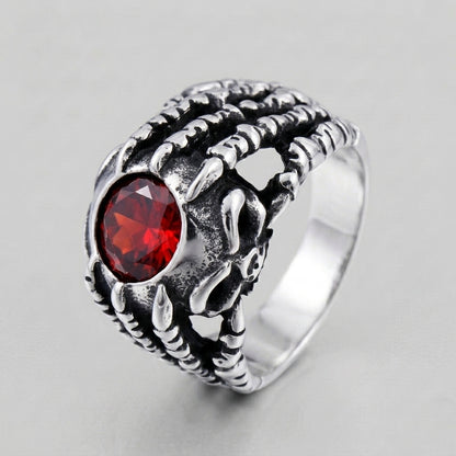 Dragon Claw Ring with Red Gemstone