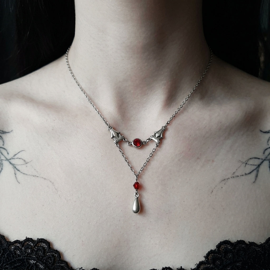 Sanguine Red Crystal Victorian Necklace