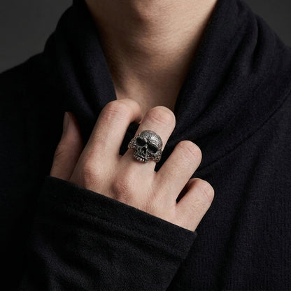 Weathered Warrior Skull Ring