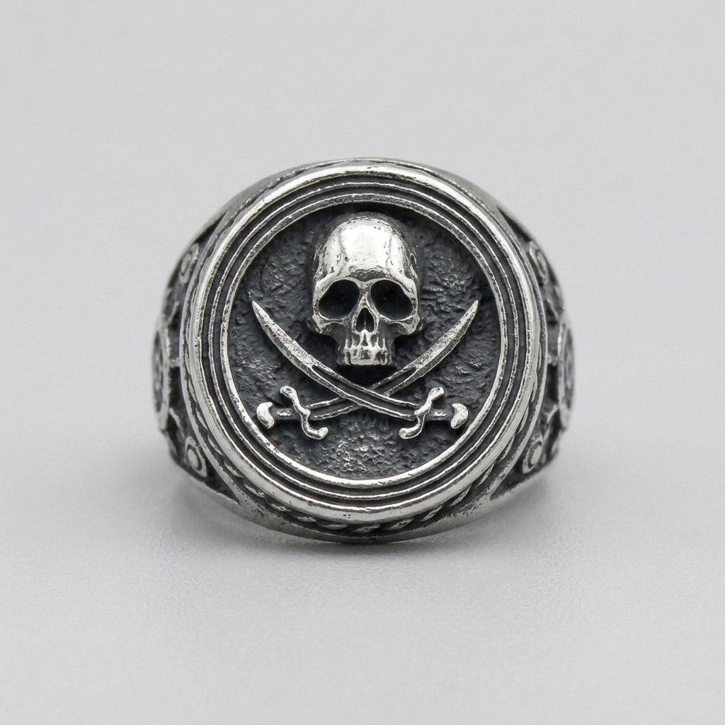 Skull & Cutlass Pirate Signet Ring