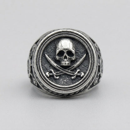 Skull & Cutlass Pirate Signet Ring