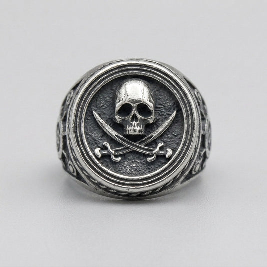 Skull & Cutlass Pirate Signet Ring