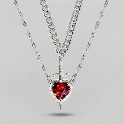 Y2K Heart & Sword Necklace Set