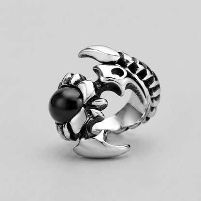 Dragon Claw Ring with Black Onyx Orb