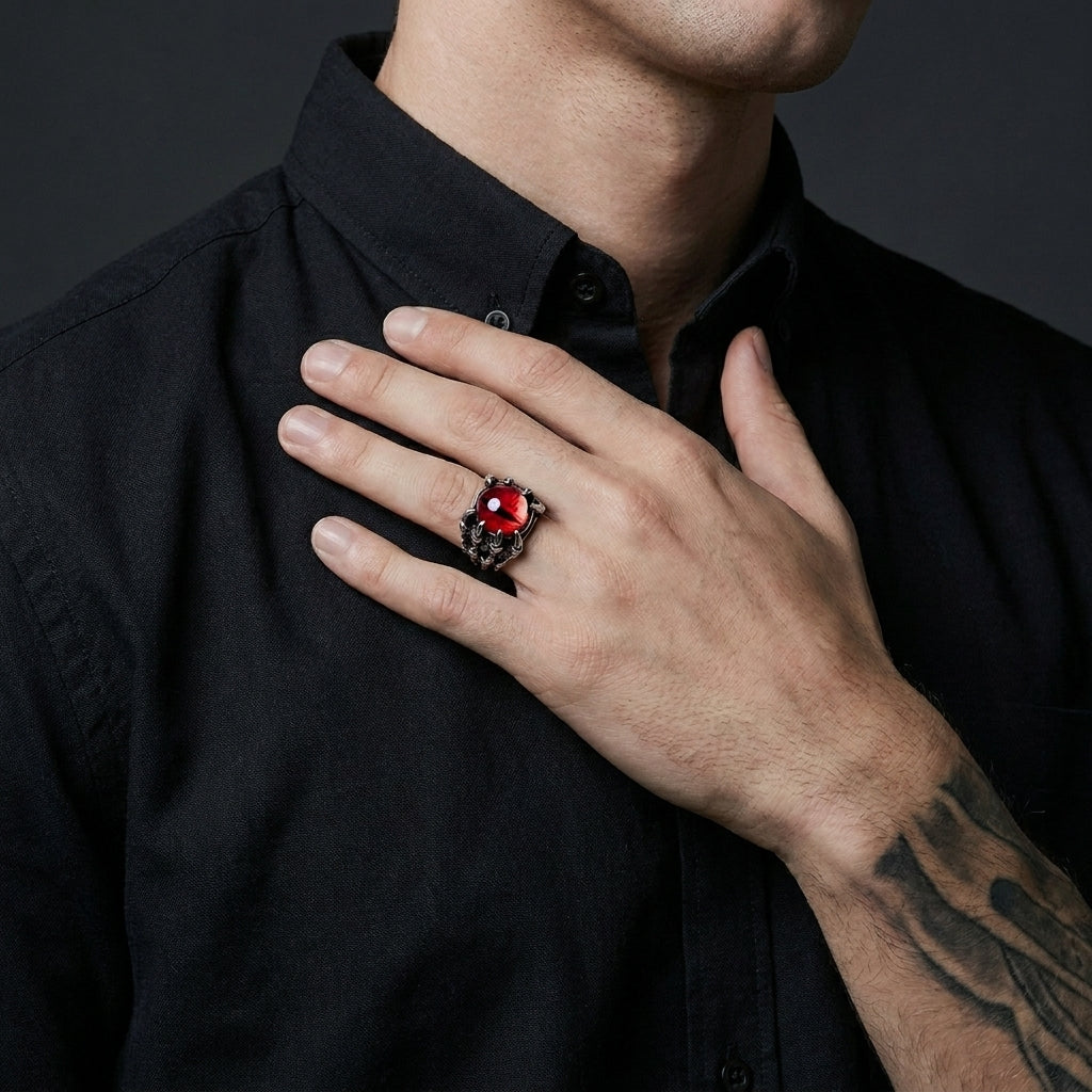 Dragon Claw Red Evil Eye Ring