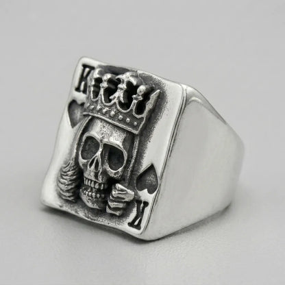 King of Spades Skull Playing Card Statement Ring