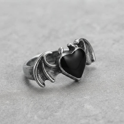 Gothic Winged Heart Ring