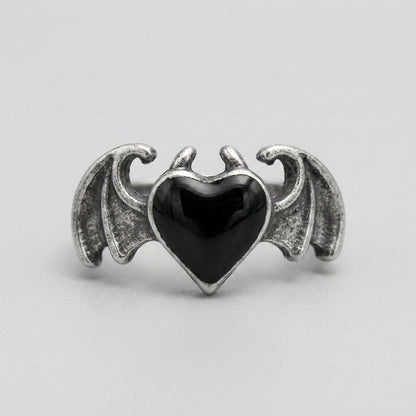 Gothic Winged Heart Ring
