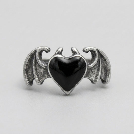 Gothic Winged Heart Ring