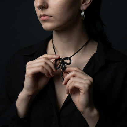 Black Coiled Snake Necklace