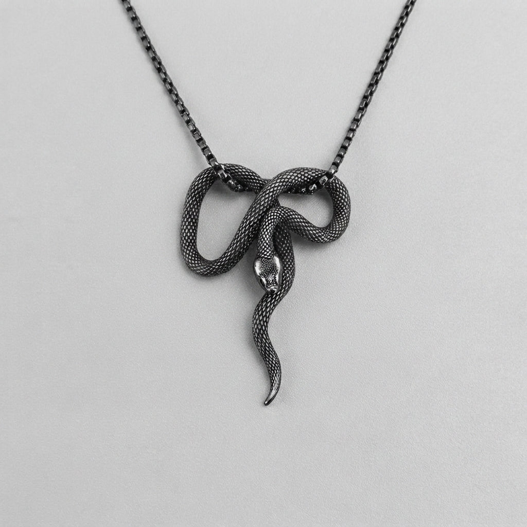 Silver  Coiled Snake Necklace
