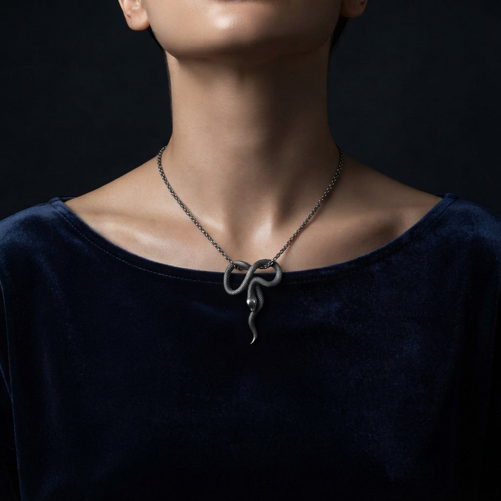 Silver  Coiled Snake Necklace