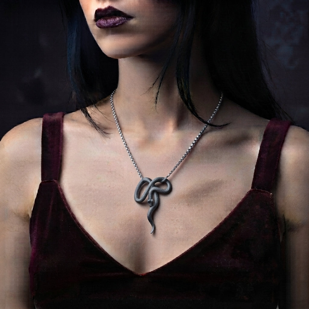 Silver  Coiled Snake Necklace