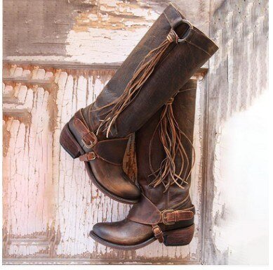 Knee-length leather boots