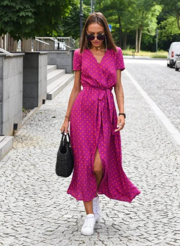 Floral Wrap Midi Dress