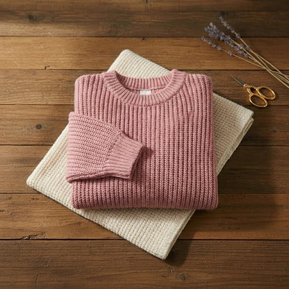Bubblegum Bliss Crewneck Soft Pink Fluffy Knit Pullover