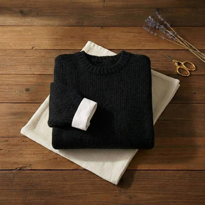 Onyx Essentials Layered Cuff Crew Neck Knit Pullover