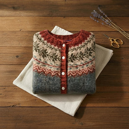 Russet & Sage Fair Isle Button Front Knit Cardigan