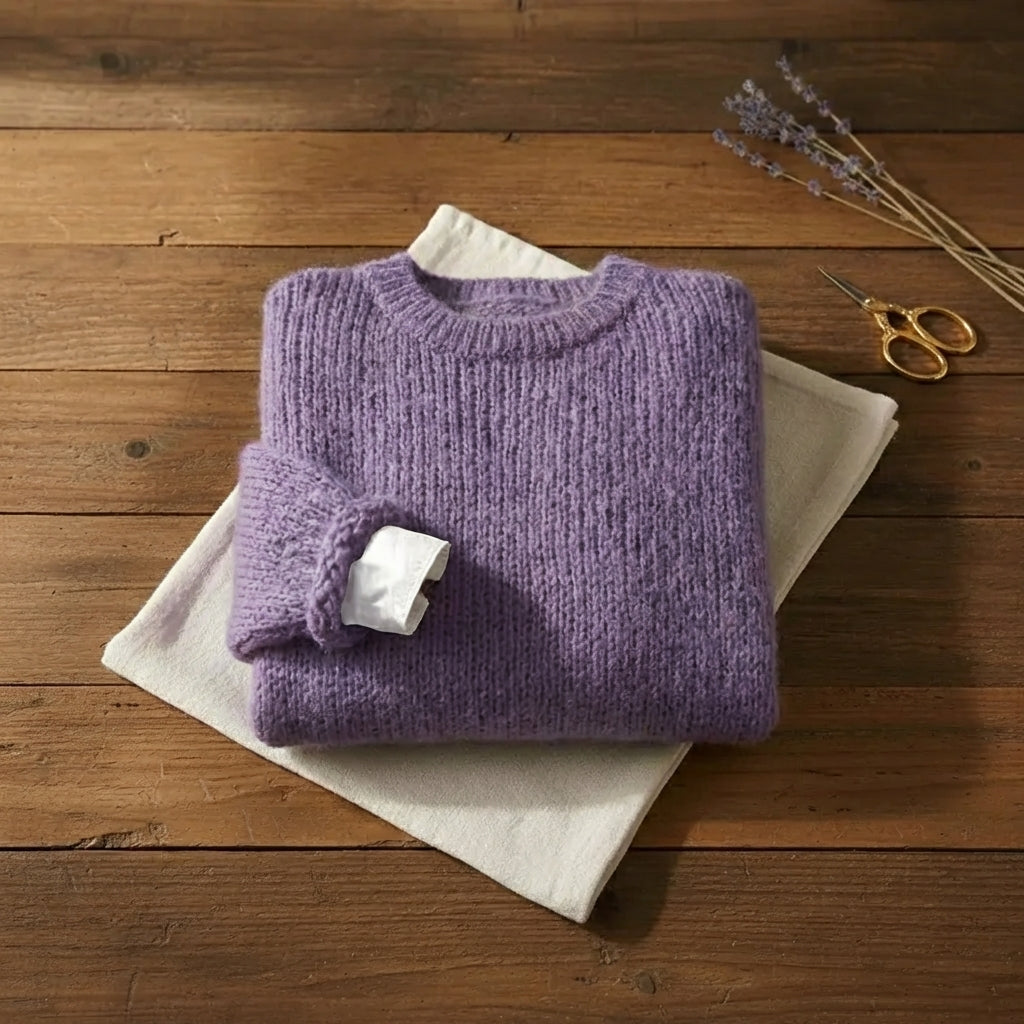 Wisteria Purple Ribbed Oversized Layered Crew Neck Sweater